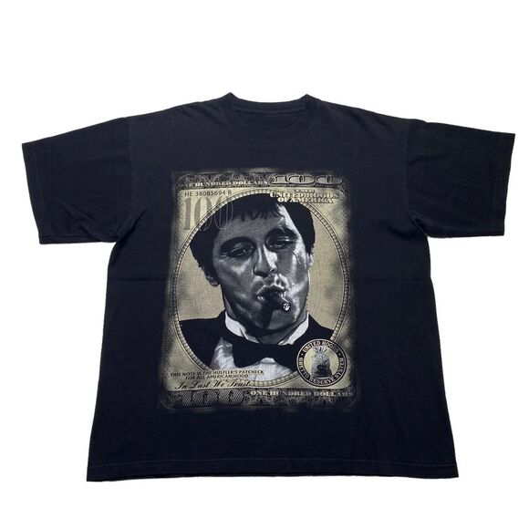 Vintage Ghetto Rules Scarface Tony Montana Al Pacino Tee Black Men’s Sz 2XL - Picture 5 of 9